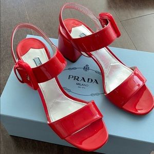Prada patent block-heeled sandals
